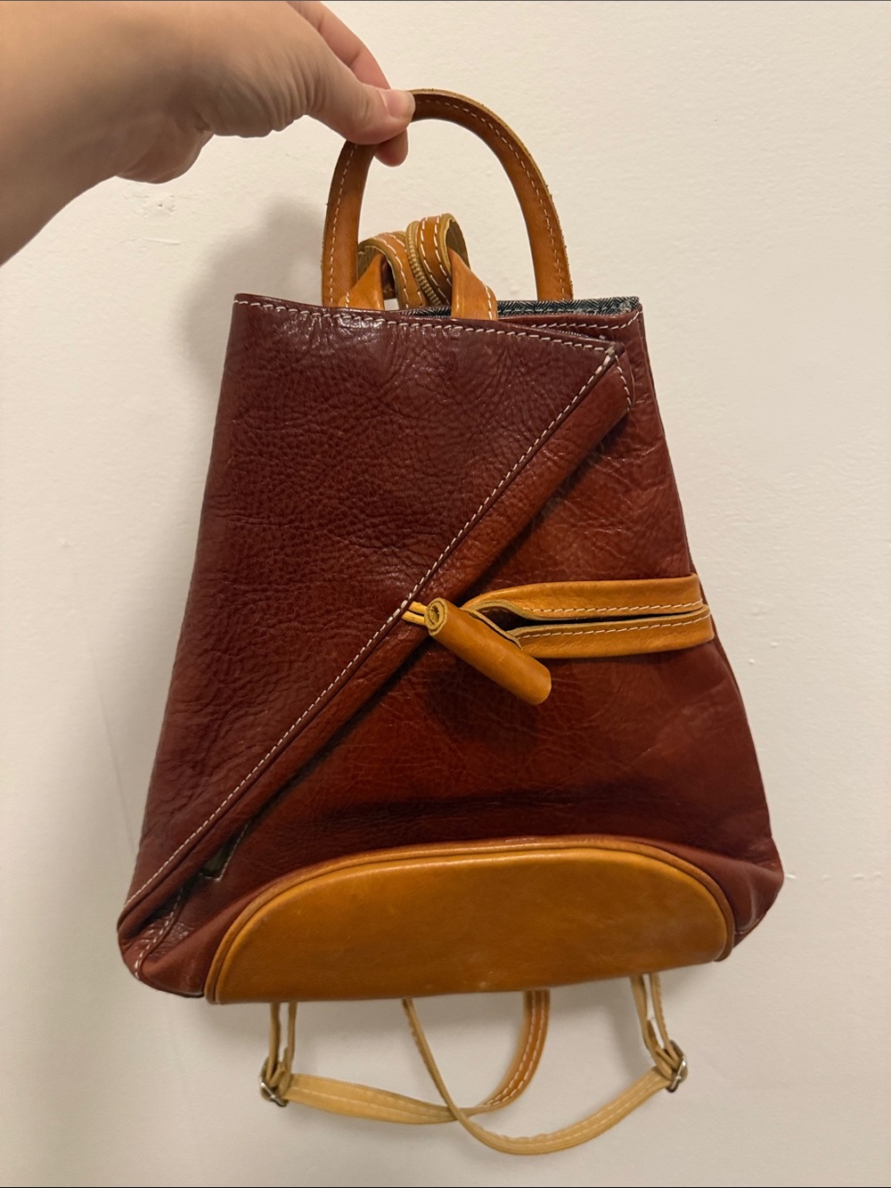 Genuine Leather bucket backpack
